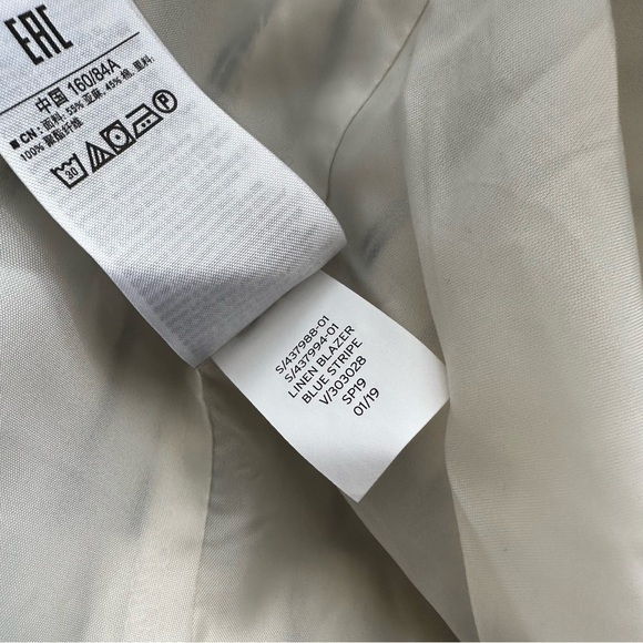 NWT GAP Linen Cotton Blend White Navy Blue Striped Blazer - Size 2 - Picture 6 of 7